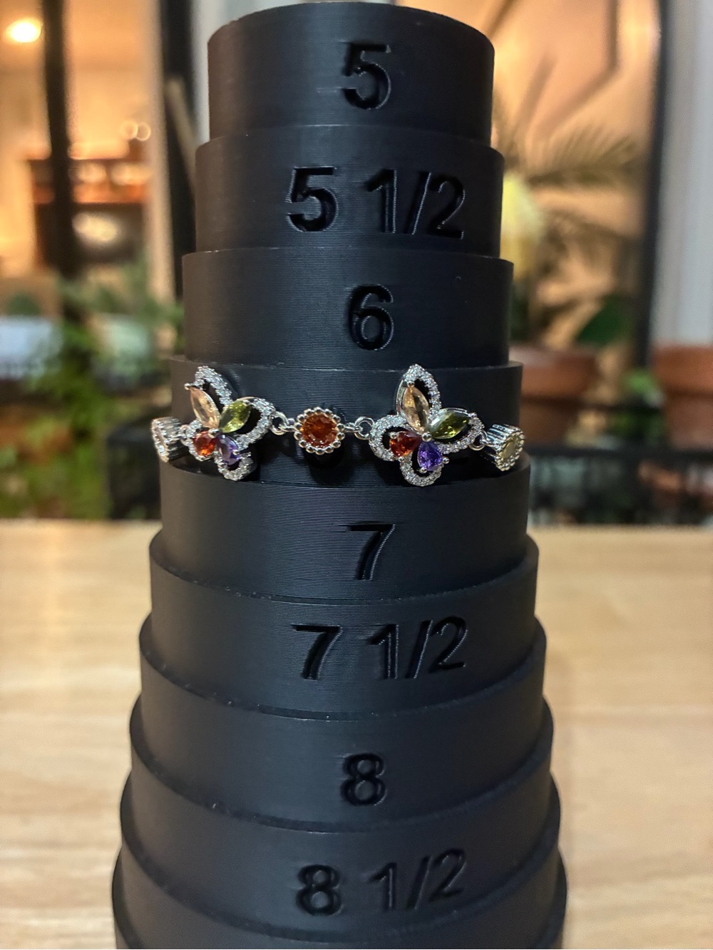 Silver Multi-Gemstone Butterfly Adjustable Bolero Bracelet